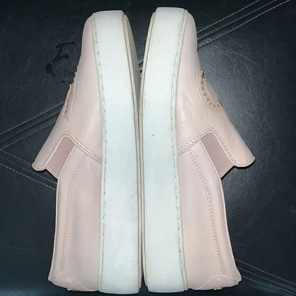 EUC WOMEN’S MICHAEL KORS TRENT SOFT PINK LEATHER SLIP ON SHOES SIZE 10